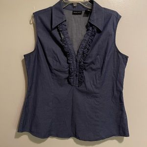 Chambray Top XLarge Ruffle Sleeveless
